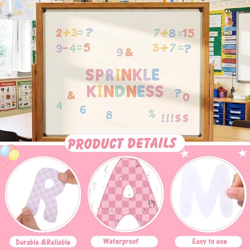 221 Pcs Pastel Checkered Bulletin Board Letters for Classroom (221 Count)