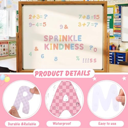 221 Pcs Pastel Checkered Bulletin Board Letters for Classroom (221 Count)