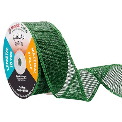 1 1 2 Inch Wide Green Burlap Ribbon for Crafts (60 Foot)