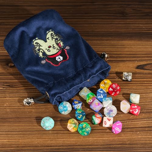 Large DND Dice Bag Blue Dice Storage Bag for D&D Role Playing Games (2.11 Ounce)