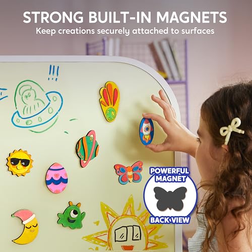 12 Glow in The Dark Wooden Magnets for Kids (12 Count)