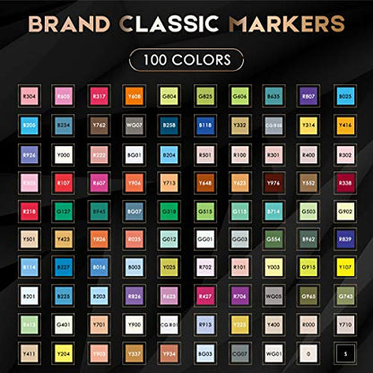 100 Colors Alcohol Markers Dual Tip Art Markers for Adult Coloring