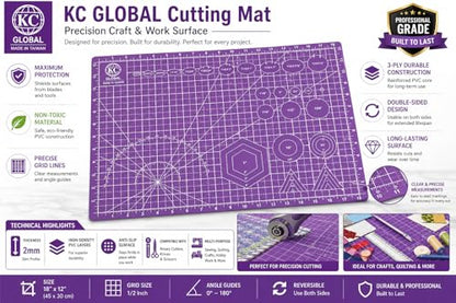 A3 (19"x13") Professional Grade Self-Healing Cutting Mat (Purple) - Odor-Free, Double-Sided, Eco-Friendly, Non-Slip, Premium Desk mat for DIY, Crafting, Model Building,and Art Projects