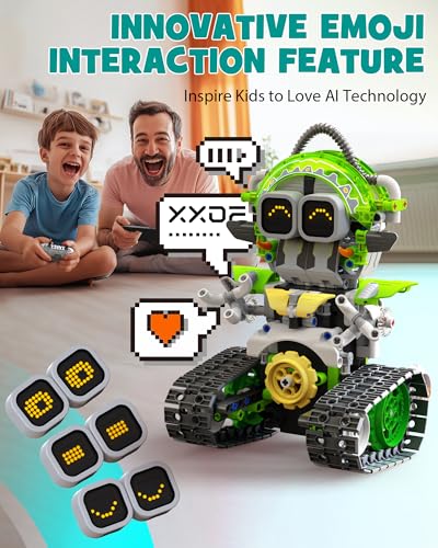 5-in-1 STEM RC Robot Building kit, 478Pcs App Coding, Boys Age 6-12 (478 Count)