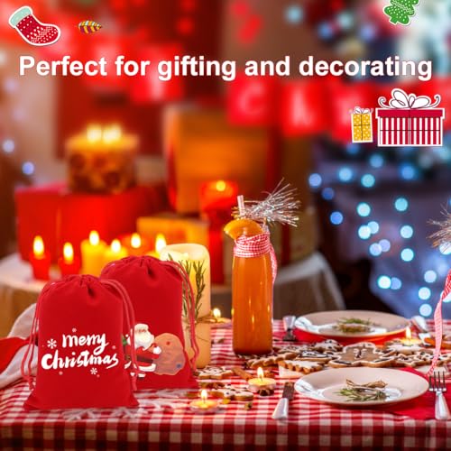 20Pcs 4x6 Inch Red Velvet Gift Bags with Drawstrings (20 Count)