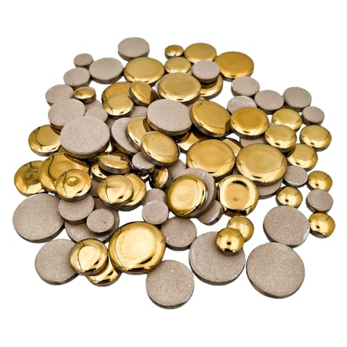 200g Iridescent Round Mosaic Tiles for Crafts Bulk (90 Count)