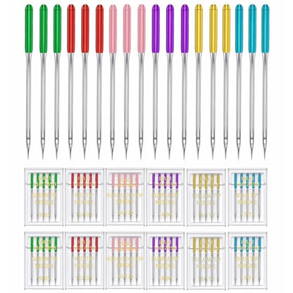 60 Pieces Sewing Machine Needles Universal Regular Point Machine Needles for Home Sewing Machine Compatible with Singer (60 Count)