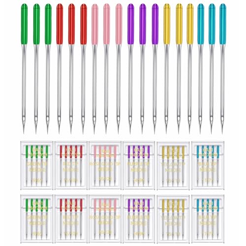 60 Pieces Sewing Machine Needles Universal Regular Point Machine Needles for Home Sewing Machine Compatible with Singer (60 Count)