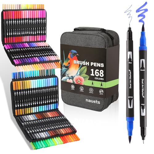 168 Colors Dual Tip Watercolor Paint Markers Pens (168 Count)