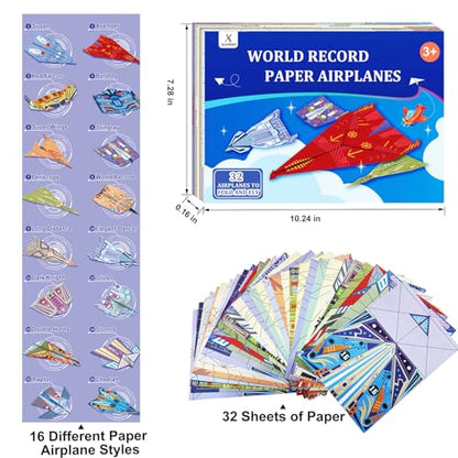 Paper Airplane Kits with 16 Classic Designs (32 Count)