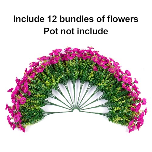 Artificial Flowers Fake Plants for Outdoors Decoration (12 Count)