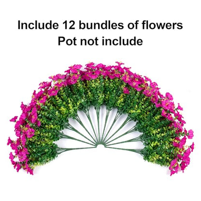 Artificial Flowers Fake Plants for Outdoors Decoration (12 Count)
