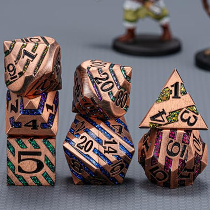 DND Dice Set Dungeons and Dragons Dice d20 Metallic Stripes Dice w