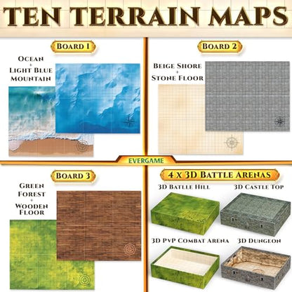 10 DnD Game Mats + Battle Arenas + Stickers + Markers (10 Count)