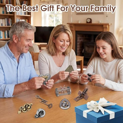 9 Pcs Metal Brain Teasers 3D Steel Puzzle Set (9 Count)