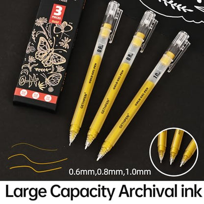 Gold Gel Pen Set (3 Count)