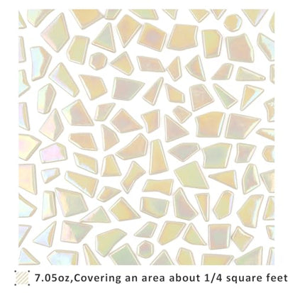 Iridescent Cream Glass Mosaic Tiles for Crafs Bulk (7.05 Ounce)