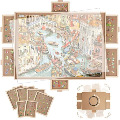 1500 Pieces Rotating Puzzle Board with 6 Drawers