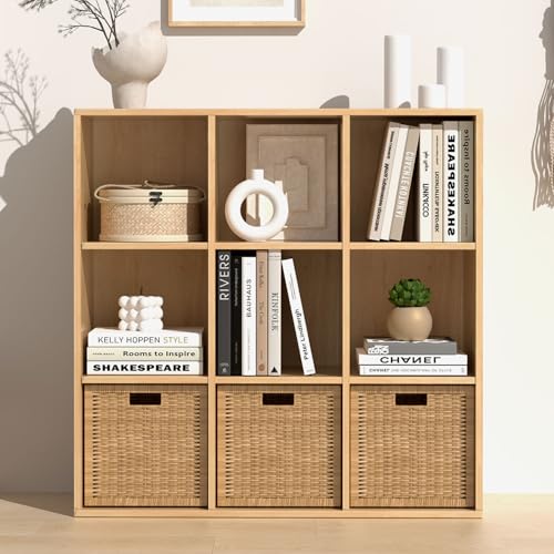Wooden 9 Cube Storage Organizer with Closed Back Panel (9 Count)