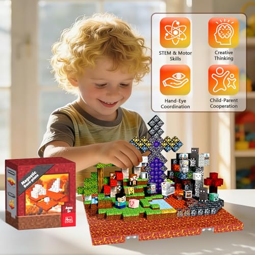 4PCS 4" x 4" Magnetic Building Block Base Plates for Kids