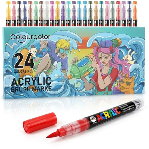24 Colors Acrylic Paint Pens (35.2387 Ounce)