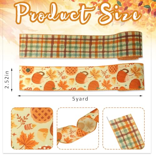 2 Rolls 10 Yards Fall Wired Edge Ribbons