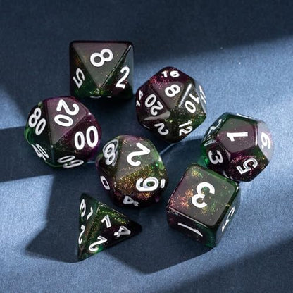 7 Die DND Dice Set Polyhedral Dice Set with a Leather Dice Bag (7 Count)