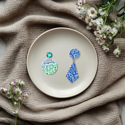 School Elements Polymer Clay Texture Sheets Seamless Pattern Books Silicone Texture Mat Modeling Pattern Pad for Jewelry and Clay Earrings Tools