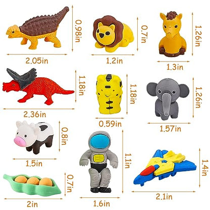 130Pcs Animal Erasers Kids Desk Pets Pencil Erasers 3D Puzzle Bulk Mini Animal Food Eraser Toys Fun Cute Eraser for Classroom Rewards (130 Count)