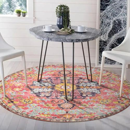 Bohemian Floral Medallion Round Rug