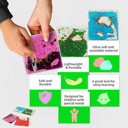 8 Pack 6"x 6" Liquid Tiles for Kids (8 Count)
