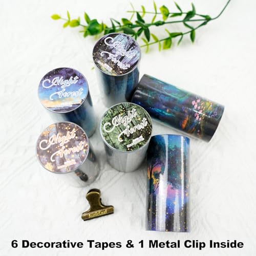 Night Forest Seamless Washi Tape Scrapbook Kit (7 Count)