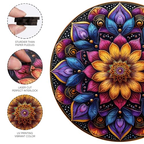 Wooden Puzzles for Adults Purple Mandala 500 Pieces Jigsaw Puzzle