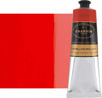 Charvin Extra Fine Professional Acrylic Paint - Vermilion Red Light, 150ml Tube, Triple-Milled, Lightfast Pigments, Open Stock Artist Acrylic Paints in Nature-Inspired Hues