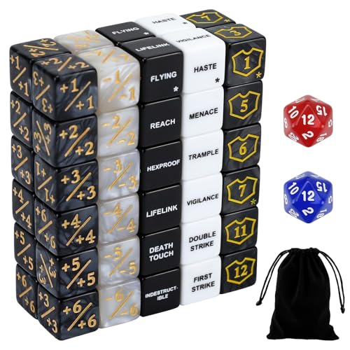 62PCS MTG Dice Counters Bulk Ability Keywords MTG Tokens Shield Life Counter Dice Set for Magic Card Accessories