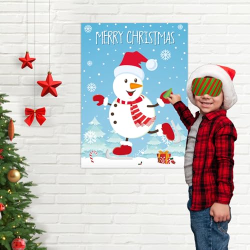 Pin The Snowman Nose Christmas Pin The Tail Party Games Activities for Kids 36 Stickers Christmas Party Decorations School Classroom Activities