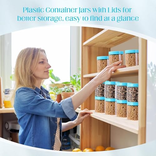 12 Pack 16 oz Plastic Container Jars with Lids Round Clear Travel Cosmetic Container Slime Jars for Toiletries (12 Count)