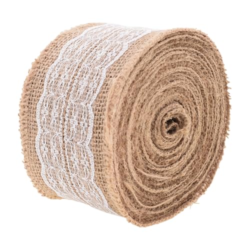 3 Inch Wide Burlap and Lace Ribbon for Crafts