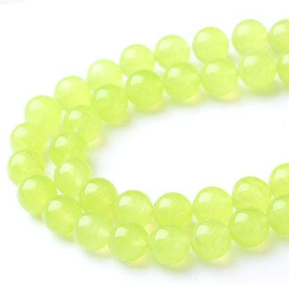 35PCS 10MM Natural Apple Green Chalcedony Beads Round Loose Stone Beads for Jewelry Making DIY Energy Stone Healing Power Bracelet 15"