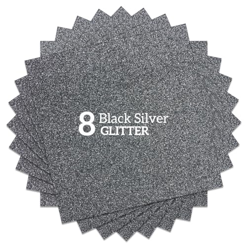 Gray Glitter HTV Heat Transfer Vinyl Bundle 8 sheets (8 Count)