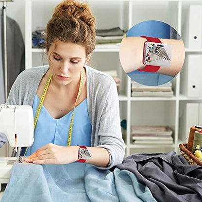 Magnetic Wrist Sewing Pincushion with 100 Pcs 1.5" Pins