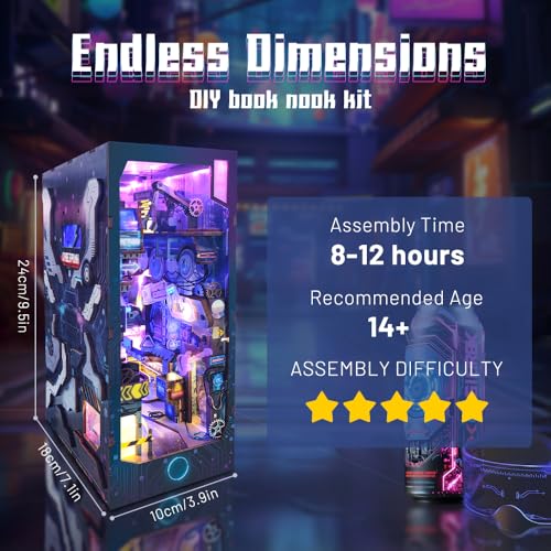 DIY Book Nook Cyberpunk Dollhouse Kit 3D Wooden Puzzle for Adults
