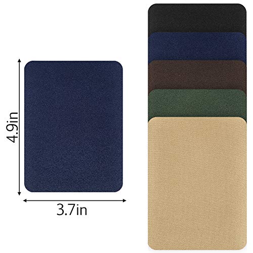 30 Pieces Iron on Patches for Clothes Pants Jean Fabric Repair Adhesive Cotton Patches Khaki Blue Green Black Repair Decorating Kit Large Size for Jackets Decorating 4.9 x 3.7 Inch (30 Count)
