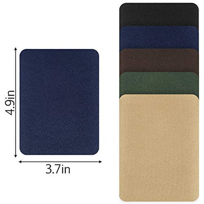 30 Pieces Iron on Patches for Clothes Pants Jean Fabric Repair Adhesive Cotton Patches Khaki Blue Green Black Repair Decorating Kit Large Size for Jackets Decorating 4.9 x 3.7 Inch (30 Count)