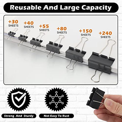 1000 Pcs Binder Clips Bulk Black Metal Clip (1000 Count)