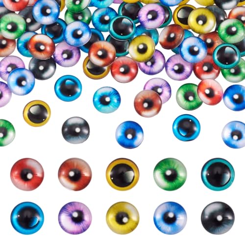 70Pcs 8mm Eye Printed Mosaic Tile Glass Cabochon