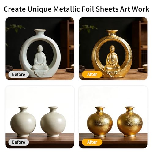 Gold Leaf Sheets 100 PCS Gold Foil Leaf 10 Colors