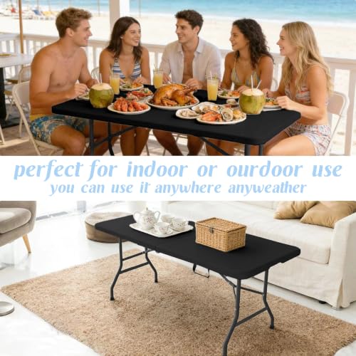2 Pack 5 Feet Portable Folding Table Black (2 Count)