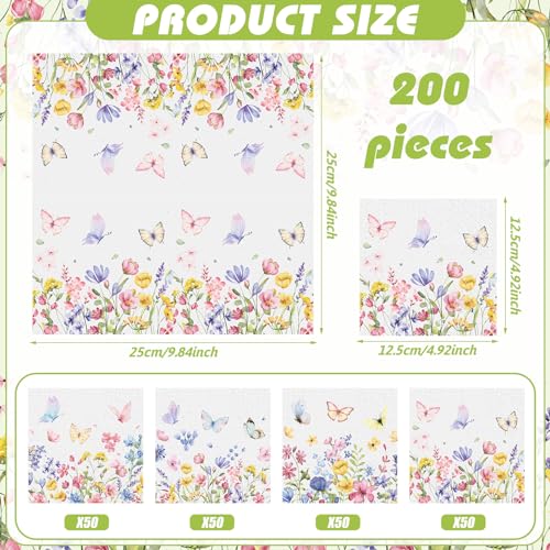 200 Pieces Summer Floral Cocktail Napkins 2