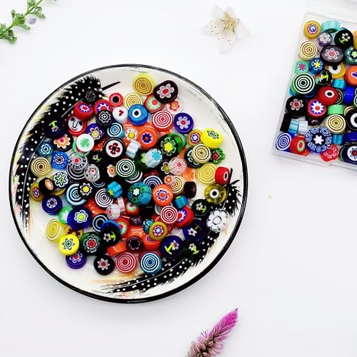 Flat Glass Millefiori for Mosaic Making Supplies (95 Count)